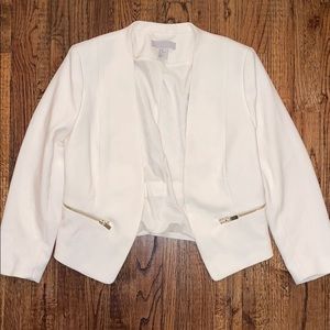 H&M Cream Blazer with Gold Zippers Size 10